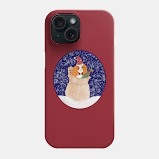 Snowy Santa Cavalier King Charles Spaniel bringing Christmas presents Phone Case