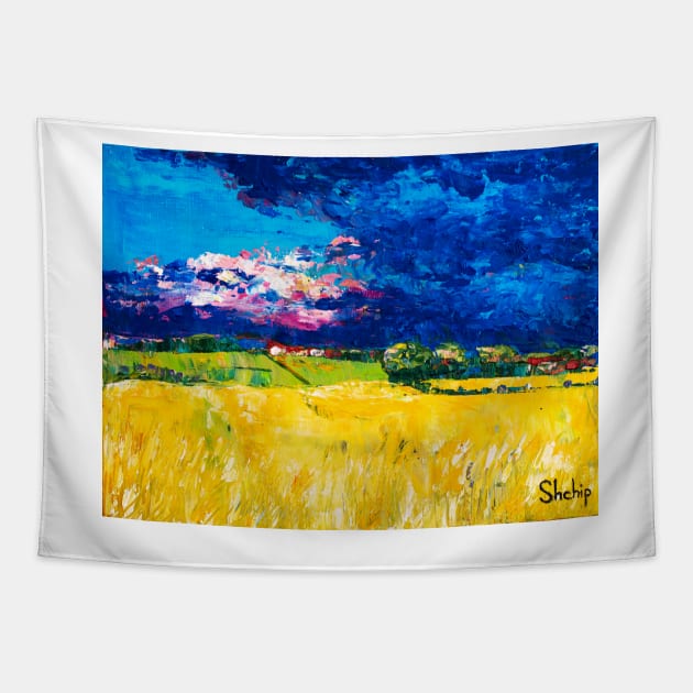 Rye Field Before a Thunderstorm Tapestry by NataliaShchip