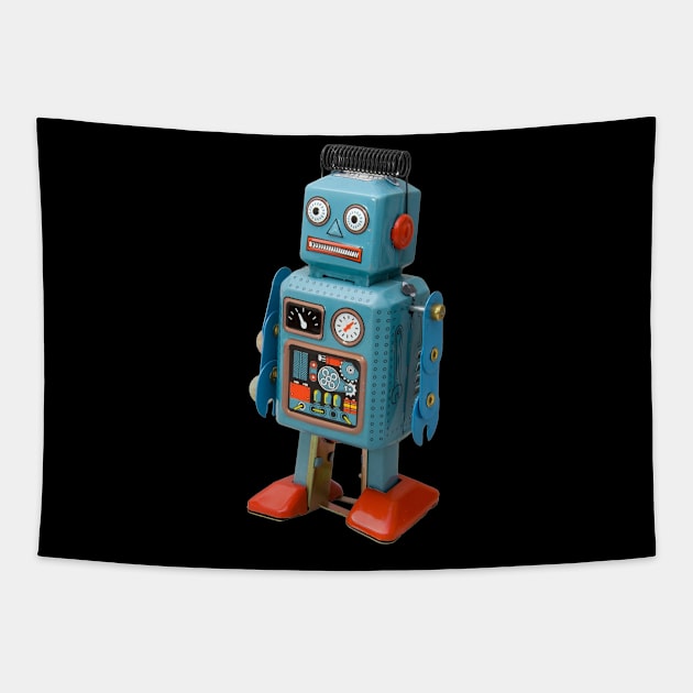 Robot tin toy Tapestry by Tom Tom + Co