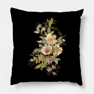 Golden Elegance: Design Featuring Sprinkled Wild Roses Pillow