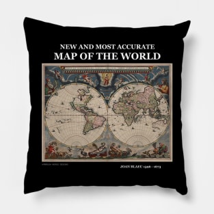 New And Most Accurate Map Of The World Joan Blaeu 1673 Pillow