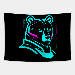 Bear Logo Cyberpunk Tapestry