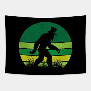 Bigfoot Sasquatch Saint Patrick's Day Vintage Sunset  Tapestry