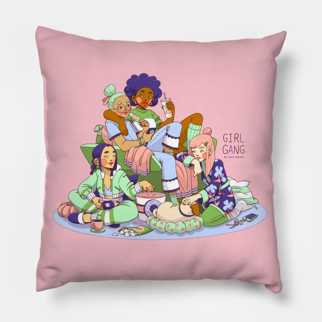 Girl Gang Slumber Party Pillow by Karothekreator