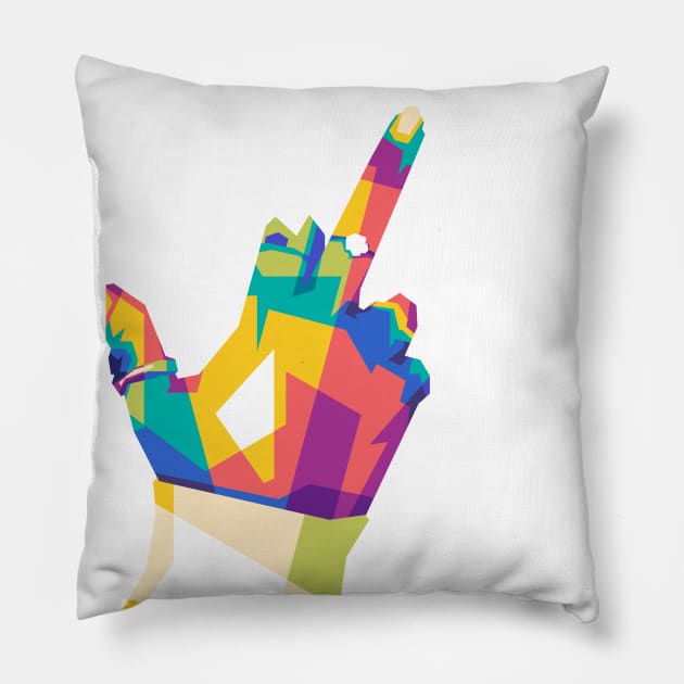 middle finger pop art Pillow by Rizkydwi