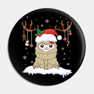 Llama Reindeer Santa Noel Costume Dancing On Snow Merry Xmas Pin