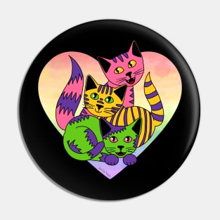 Three Sapphic Kitties Pin