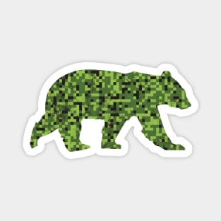 8-Bit Green Camouflage Bear for Nerdy Bears and Gaymers | BearlyBrand Magnet