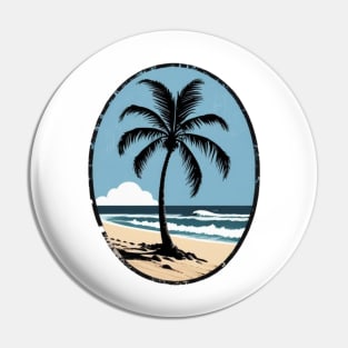 Island, palm trees, sand and beach Pin