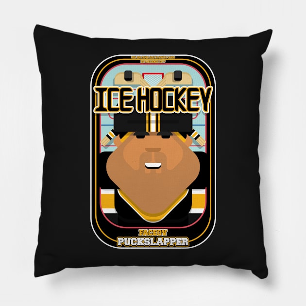 Ice Hockey Black and Yellow - Faceov Puckslapper - Seba version Pillow by Boxedspapercrafts