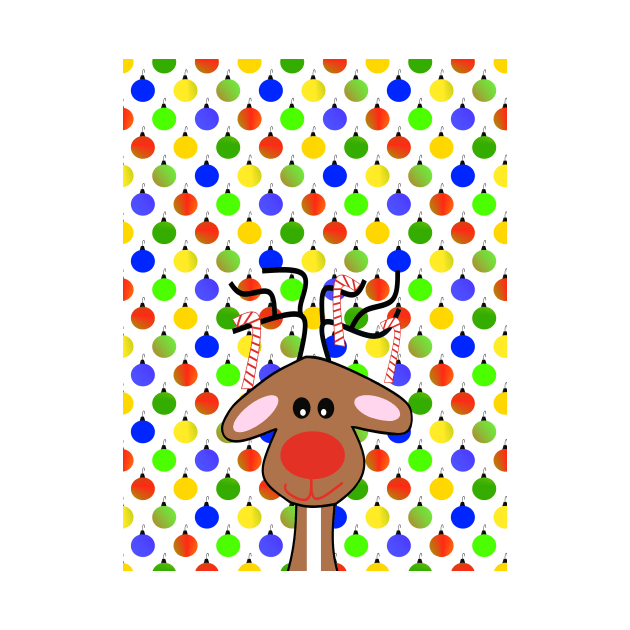 RED Nose Festive Holiday Reindeer - Cute Reindeer Art by SartorisArt1