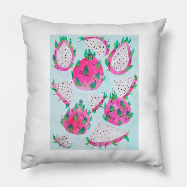 Dragon fruit illustration Pillow by SanMade