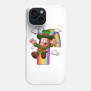 Leprechaun Gliding On Rainbow Phone Case