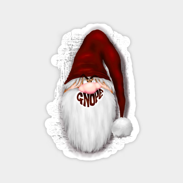 Nope Grumpy Santa Gnome, a.k.a. Gnope Character Magnet by BluedarkArt