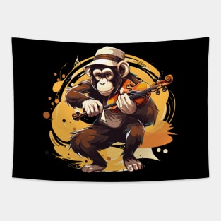 Monkey Playing Violin Tapestry