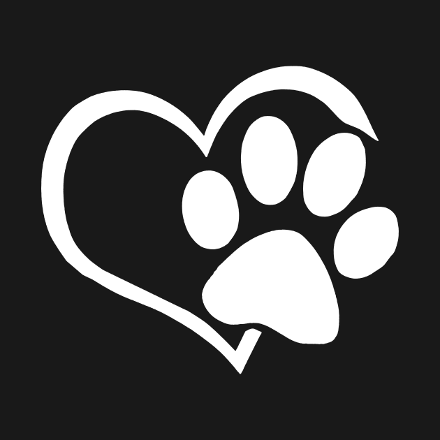 Dog Puppy Shirt - I Love Dogs Paw Print Heart Cute Women Men by TeeAaron