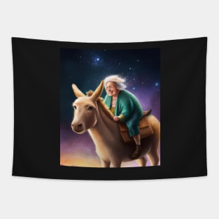 Little Old Lady Riding a Donkey Tapestry