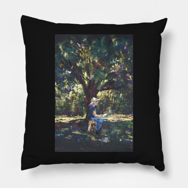 Anne painting under the trees Pillow by Terrimad