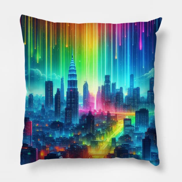 Rainbow crash Pillow by AiArtireland