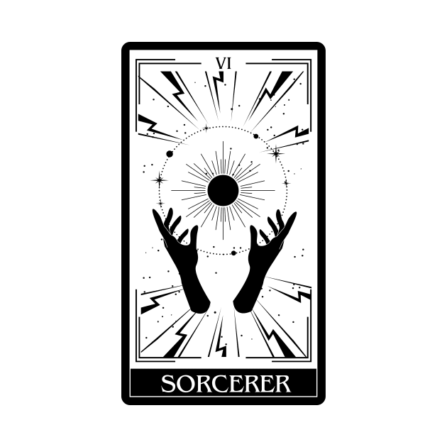 Sorcerer Tarot Card D&D Nat 20 Dungeons & Dragons T-Shirt Black by JaeSlaysDragons