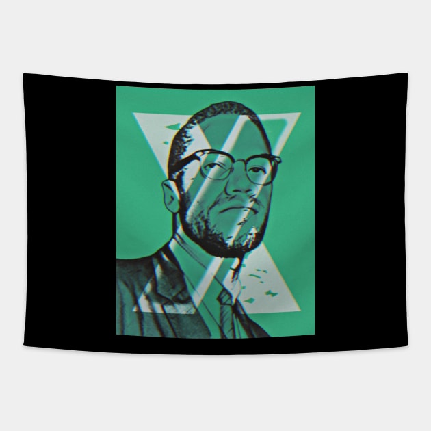 Malcolm X Green Tapestry by BlackOzean