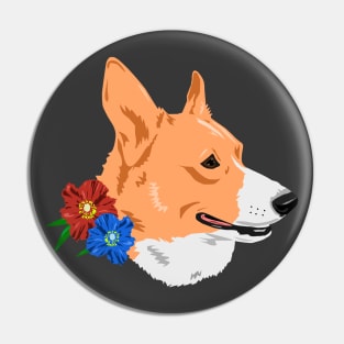 Corgi Floral Portrait Pin