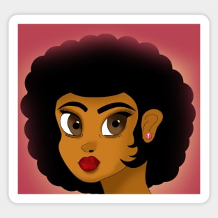 Girl power black anime girl cheerleader with Afro hair in puffs