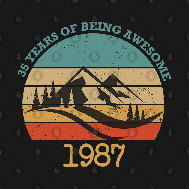 Funny Birthday 35 Years Of Being Awesome 1987 Vintage retro by foxredb