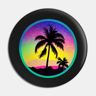 Synthwave retro colorfull  sunset palms sticker Pin