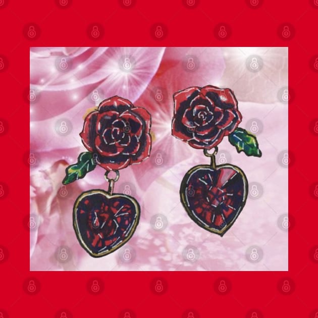 Earrings with Roses by Mila-Ola_Art