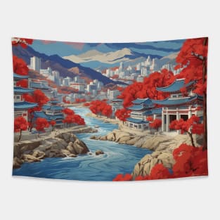 Ansan South Korea Travel Tourism Retro Vintage Tapestry