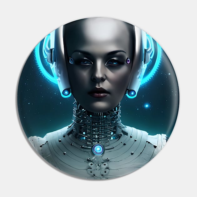 Cyborg Space Alien Girl Pin by FrogAndToadsWorkshop