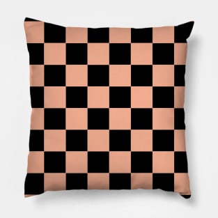 Burlywood and Black Chessboard Pattern Pillow