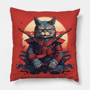 samurai cat Pillow