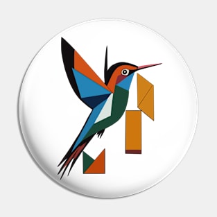 Geometric Hummingbird Pin