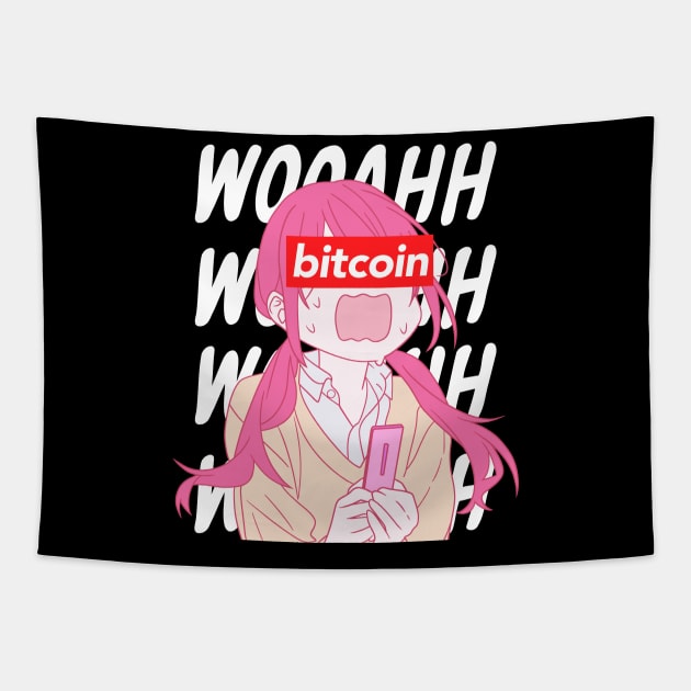 Anime girl bitcoin Tapestry by Imaginbox Studio