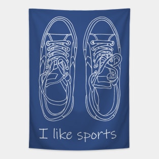 I like sports. Sneakers. White line art work Tapestry