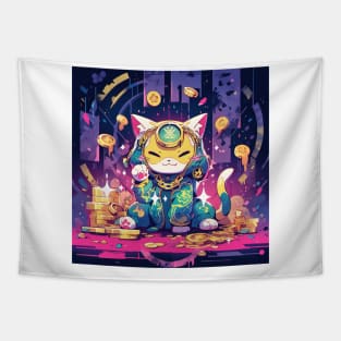 Coin Lucky Fairy Cat Tapestry