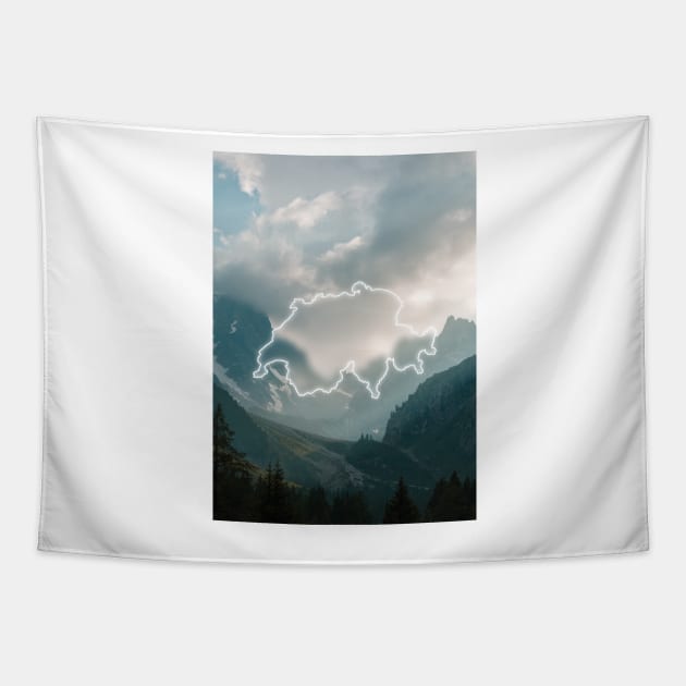 Switzerland Country Map | Luminous Landscapes Tapestry by Visitify