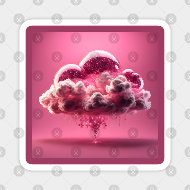 Pink Glitter Bubble Cloud Magnet by PurplePeacock