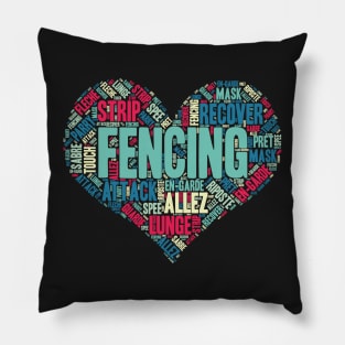 Fencing Heart Saber Epee Fence Gift product Pillow