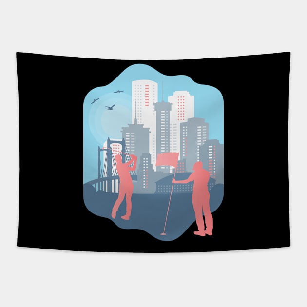 Golfer, Urban, Lifestyle & city Tapestry by GreenOptix