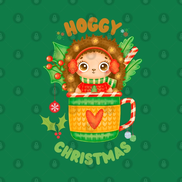 Hoggy Christmas Cute Hedgehog by nmcreations