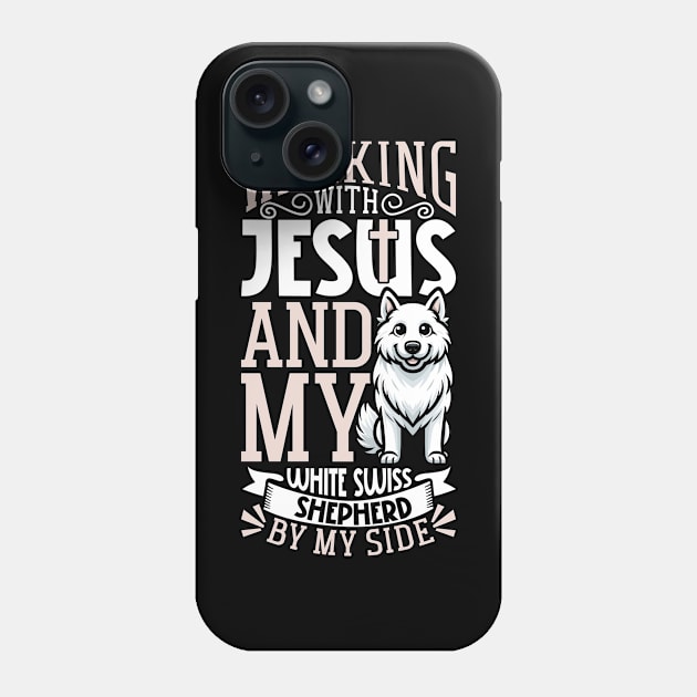 Jesus and dog - Berger Blanc Suisse Phone Case by Modern Medieval Design
