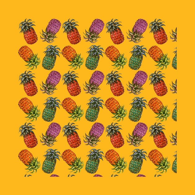 Colorful Cool Hawaiian Pineapple Fruit Pattern Tropical Summer Gift by Freid