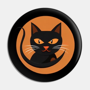 Abstract black cat Pin