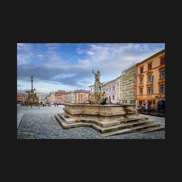 Neptune Fountain and the Marian column in Olomouc by mitzobs