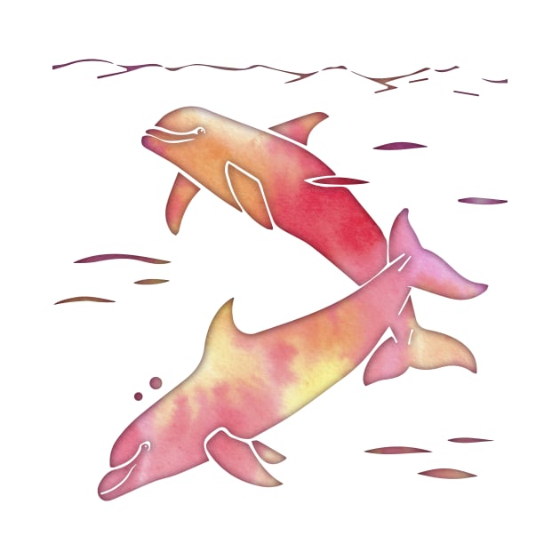 Peach Sea Dolphins by ferinefire