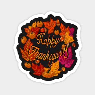 Happy thanksgiving wreathAutumn thanksgiving acorn, pumpkin, maple leaf decorations for  Fall Autumn leaves sticker pack pattern Magnet