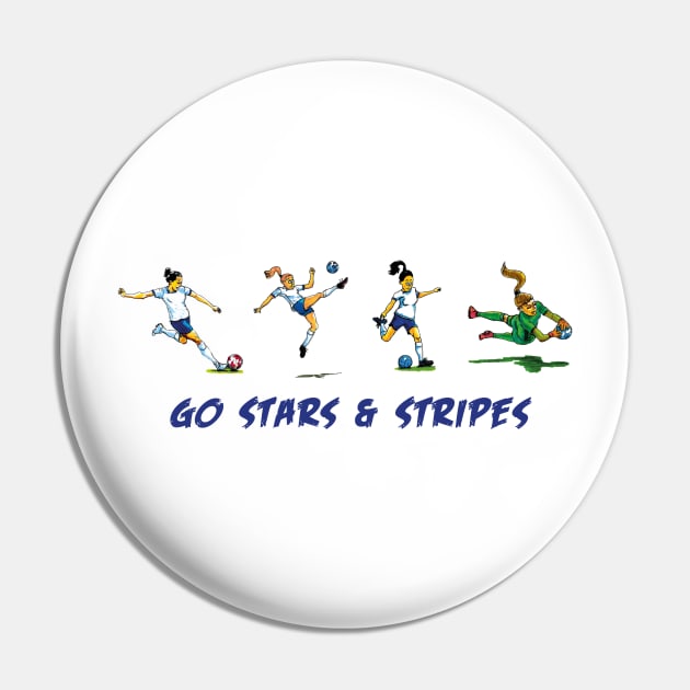 Go Stars and Stripes womens soccer Pin by dizzycat-biz